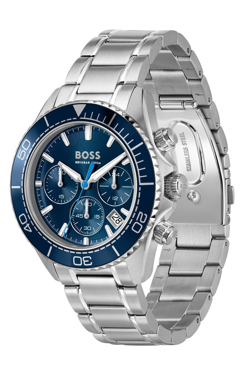 BOSS Sealiner Blue Chronograph Bracelet Watch, 44mm, Alternate, color,