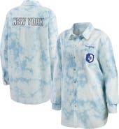 WEAR by Erin Andrews Women's WEAR by Erin Andrews White New York Rangers Oversized Tie-Dye Button-Up Denim Shirt
