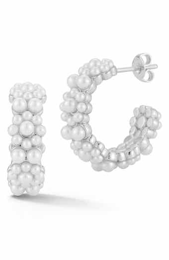 Faux Pearl Hoop Earrings