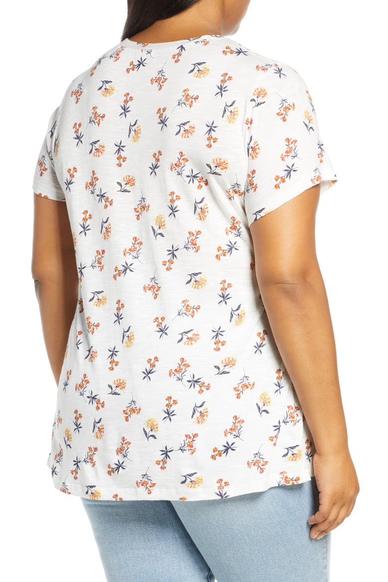 U-Neck T-Shirt, Alternate, color, IVORY C MULTI RUSTIC FLORAL