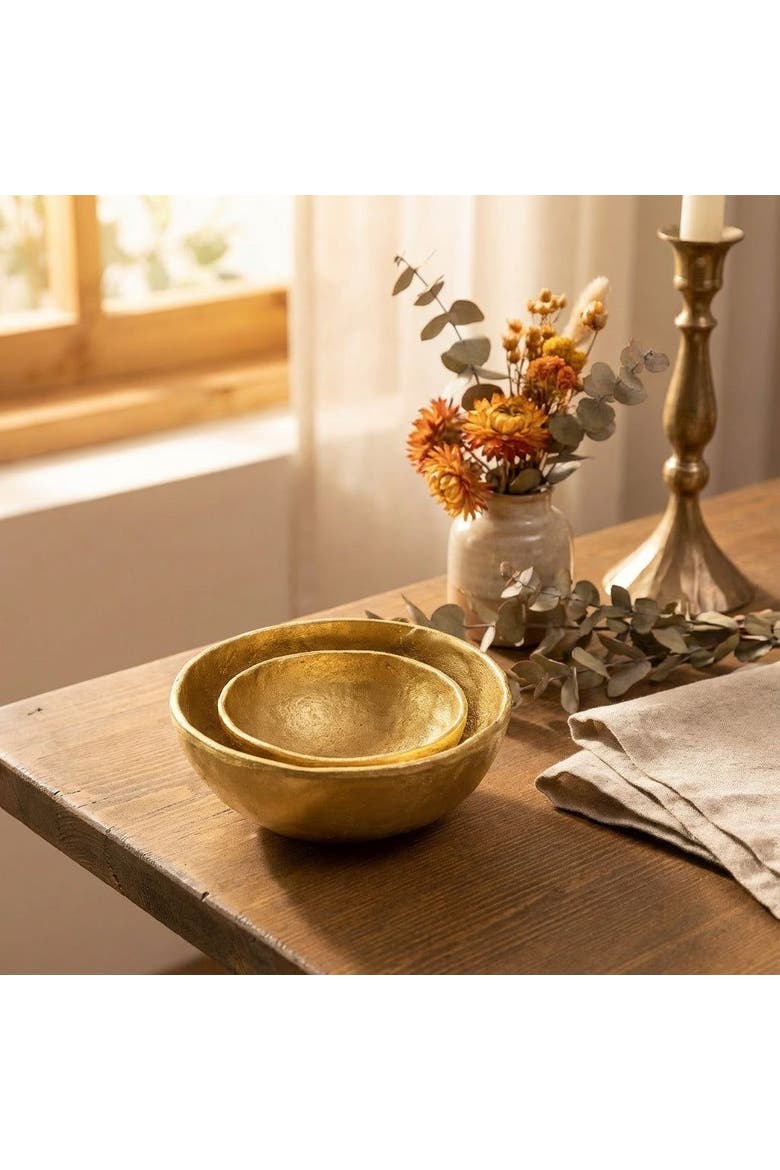 Lotus Brass Decorative Object Set 2 Pcs Set, Alternate, color, Gold