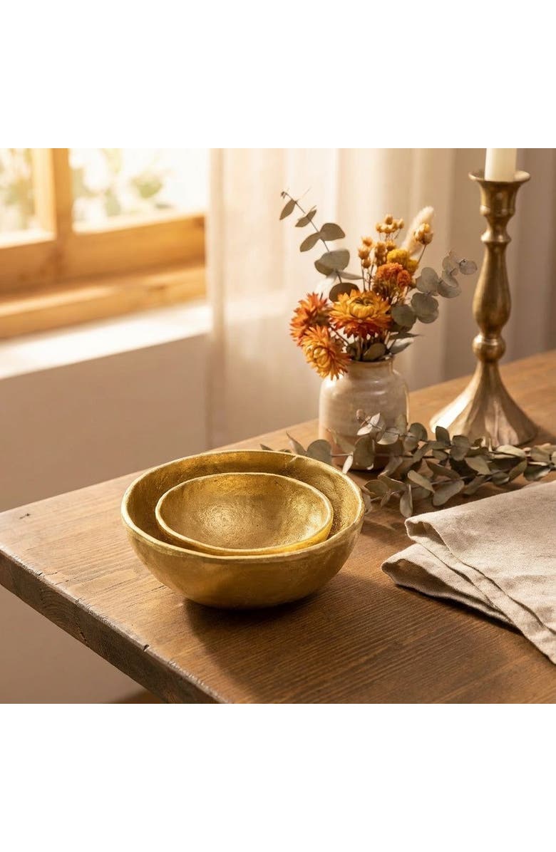 Zsa Zsa Zsu Lotus Brass Decorative Object Set 2 Pcs Set, Alternate, color, Gold