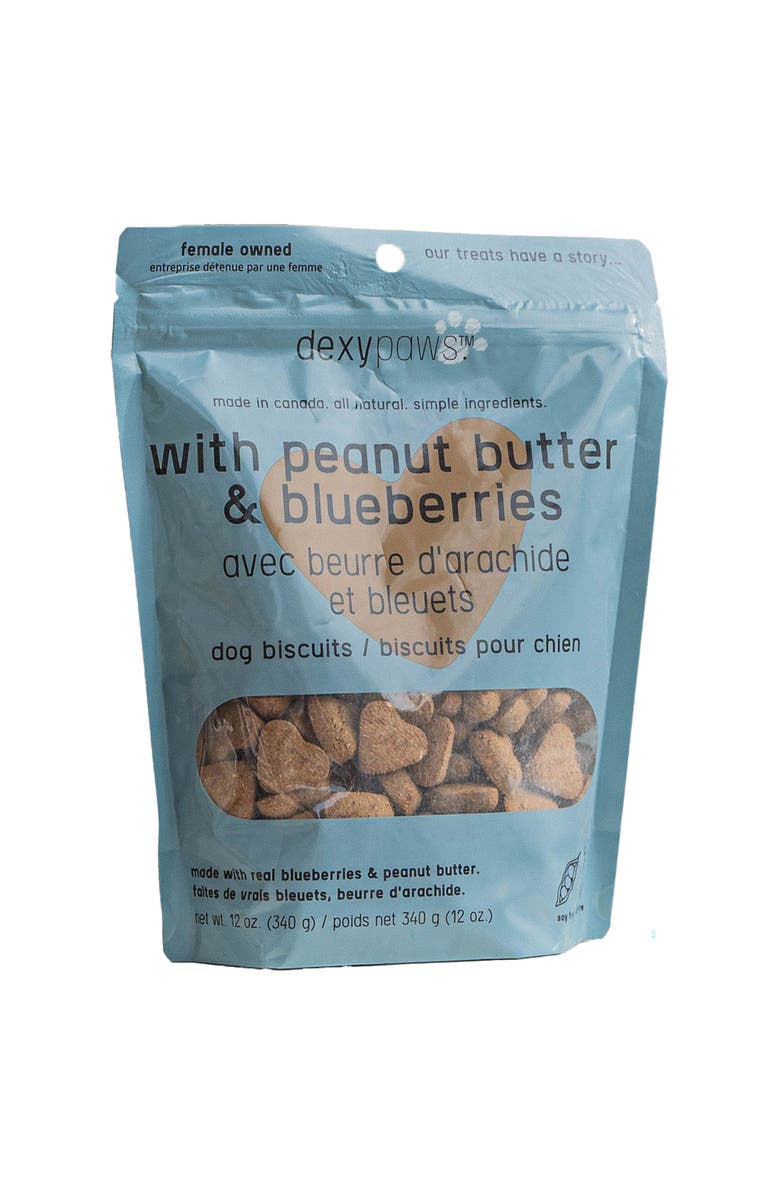 Dexypaws Peanut Butter & Blueberry Dog Biscuits 12oz, Main, color, 