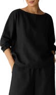 Eileen Fisher Boxy Bateau Neck Organic Linen Top