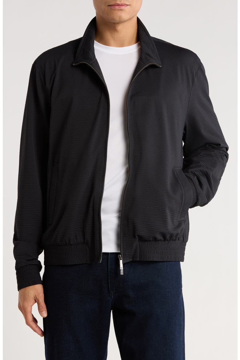 Seersucker Bomber Jacket, Main, color, SOLID BLACK