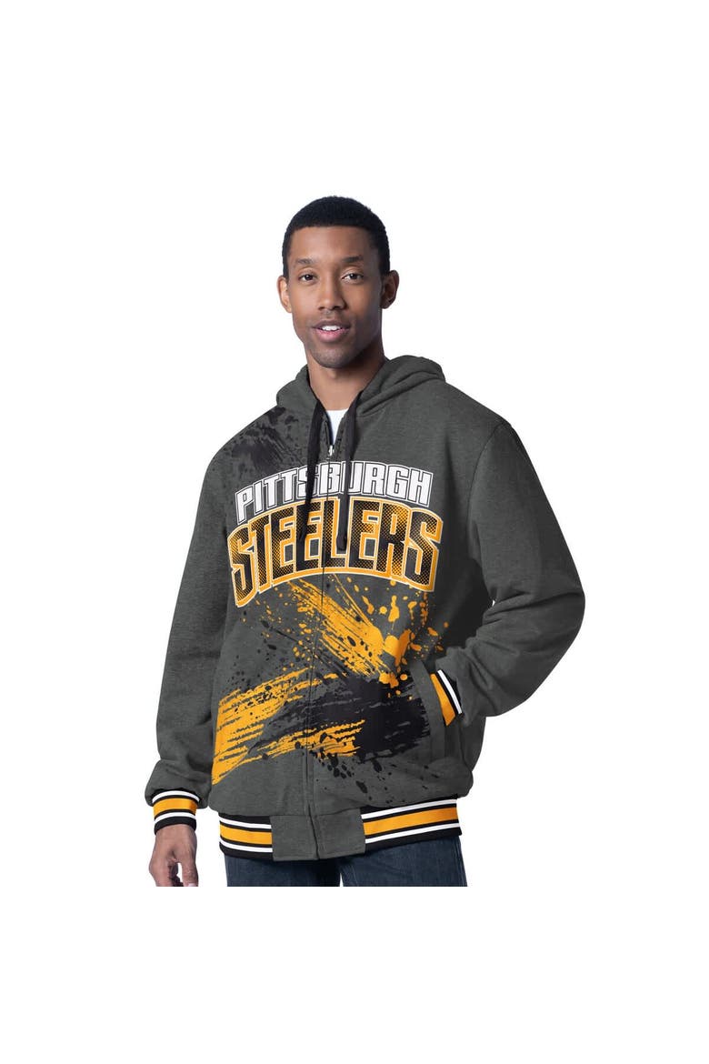Men's G-III Sports by Carl Banks Black/Charcoal Pittsburgh Steelers Dual Threat Reversable Full-Zip Hooded Jacket, Alternate, color, Black