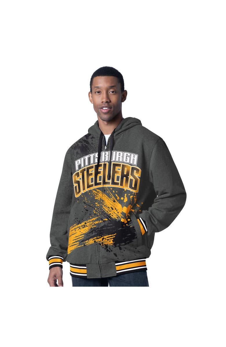 G-III SPORTS BY CARL BANKS Men's G-III Sports by Carl Banks Black/Charcoal Pittsburgh Steelers Dual Threat Reversable Full-Zip Hooded Jacket, Alternate, color, Black