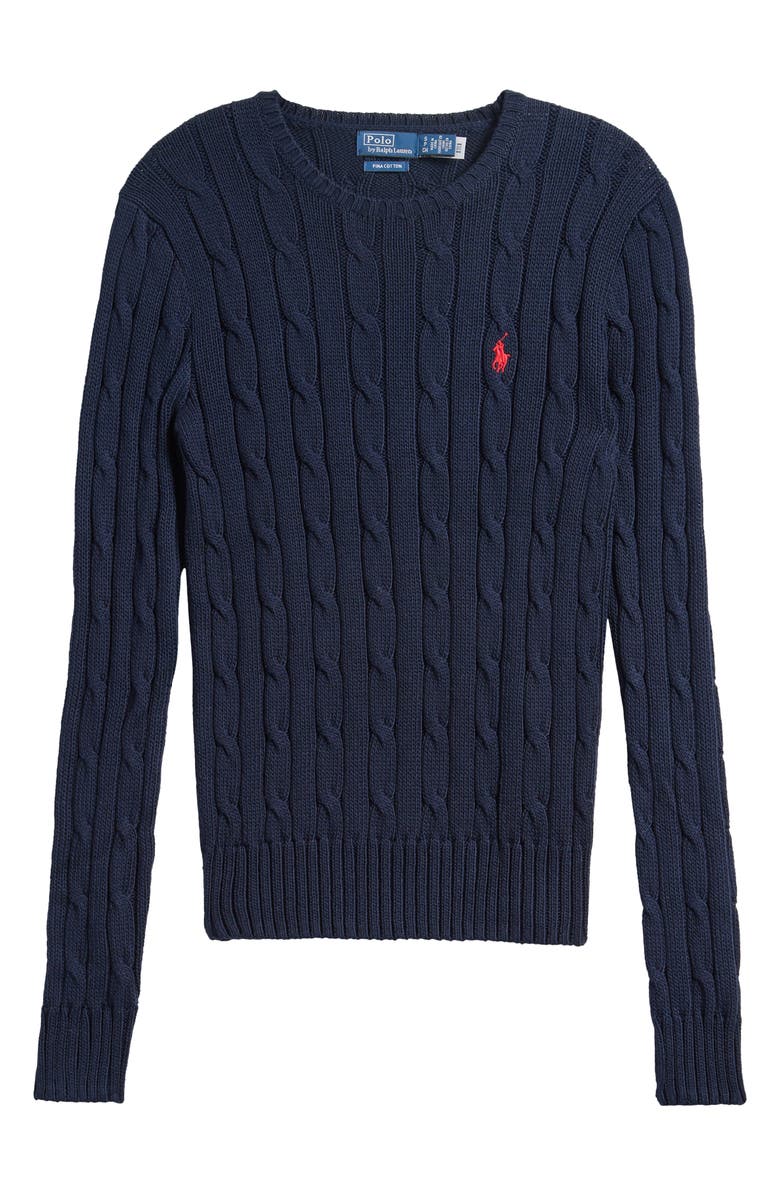 Polo Ralph Lauren Cotton Cable Knit Sweater, Alternate, color, Blue
