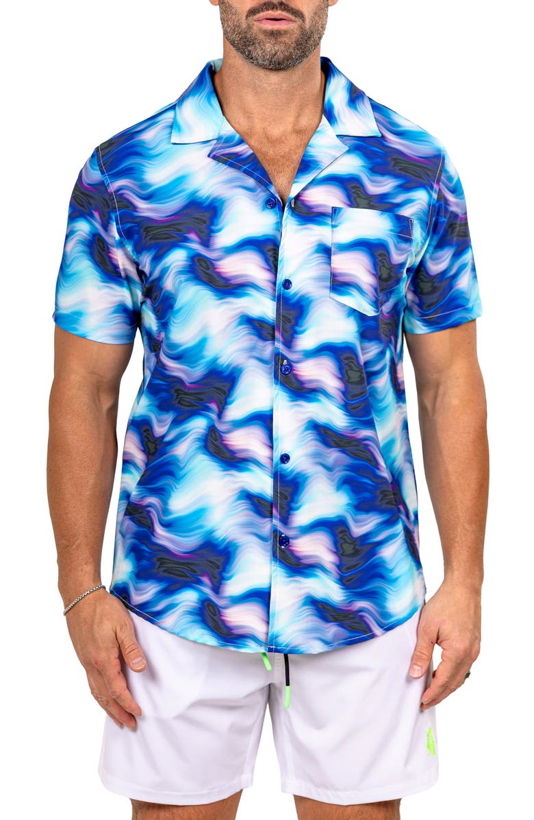 Maceoo Marthy Blue Camp Shirt, Main, color, 