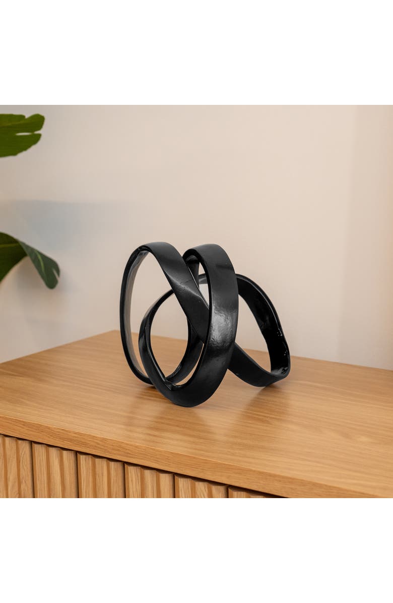 JONATHAN Y Chamberlain 7" Aluminum Abstract Knot Decorative Sculpture, Alternate, color, Black