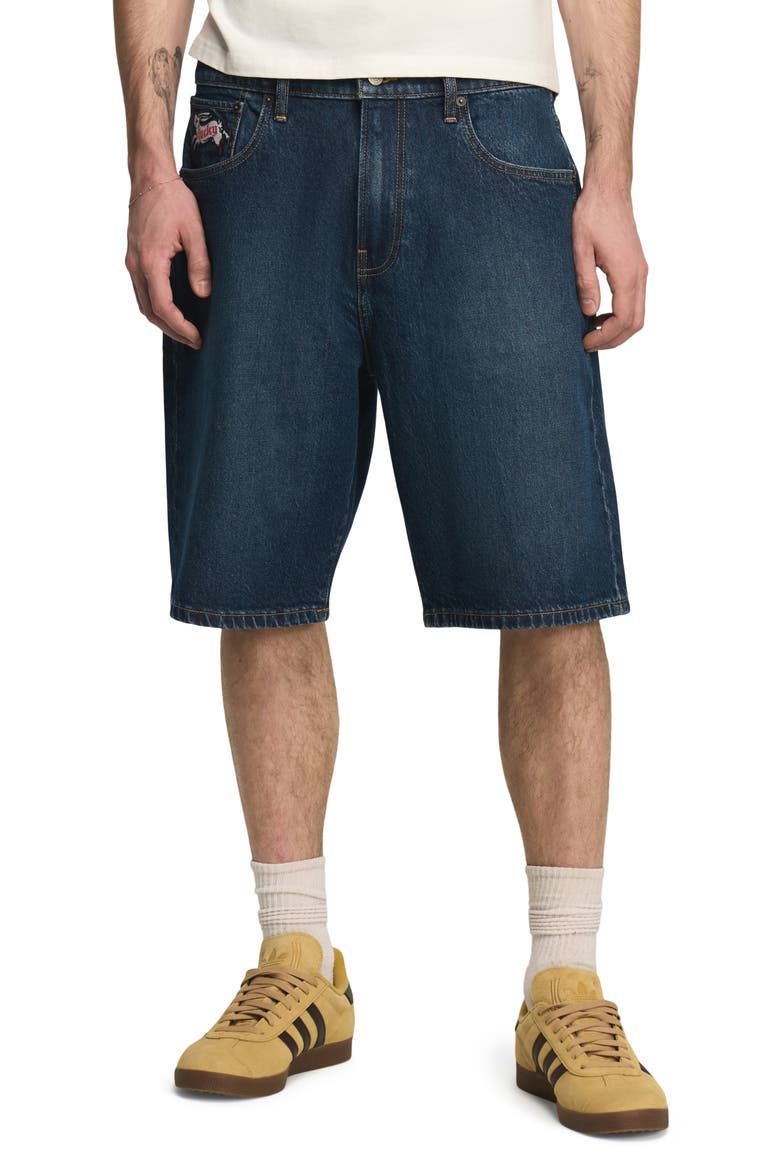 Baggy Denim Shorts, Main, color, DARK MATTER
