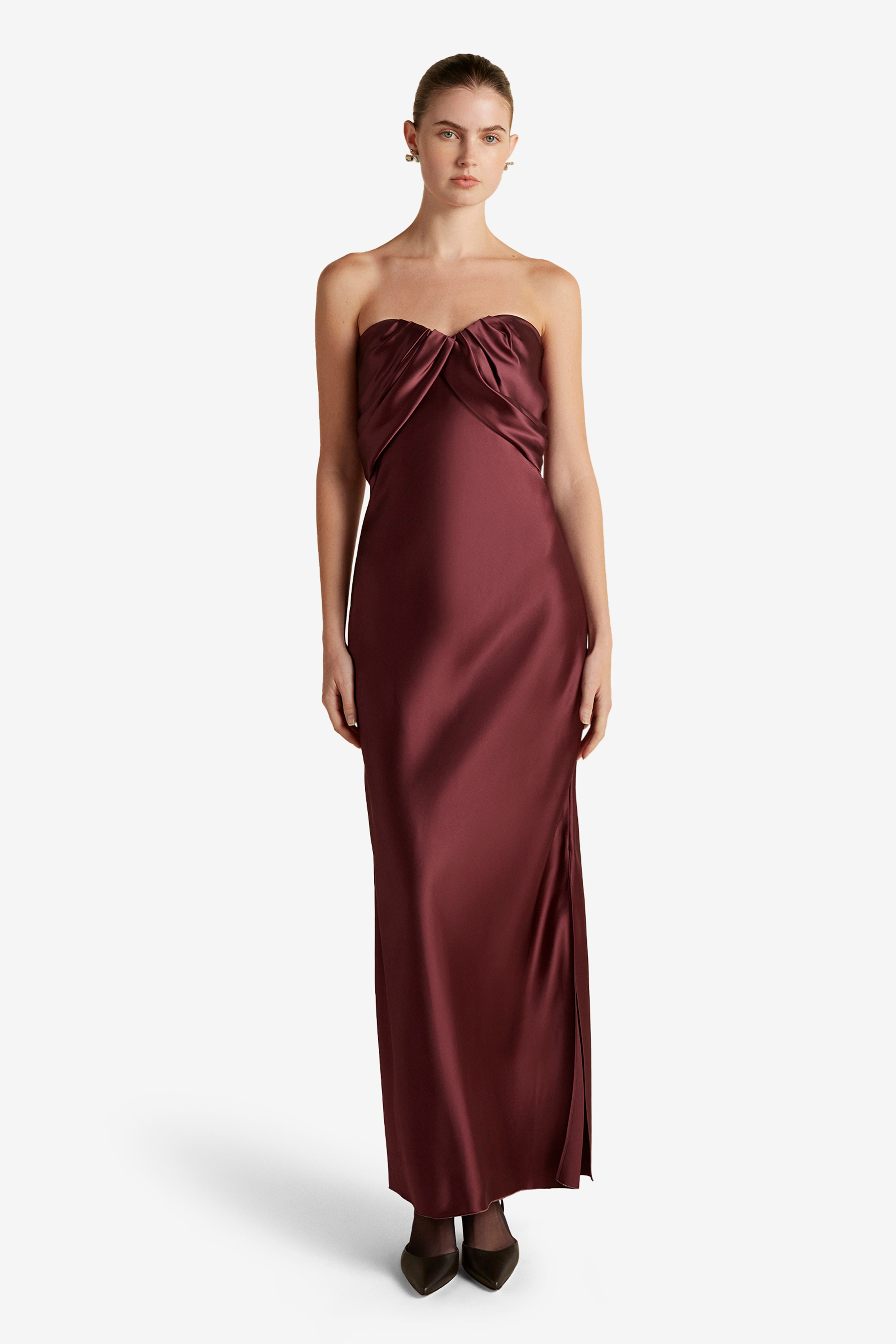 Satin Draped Bustier Dress - image 3