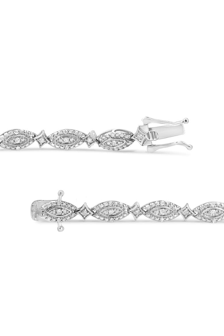Silver 1/2 Cttw Diamond Marquise and Starburst Shaped Link Bracelet, Alternate, color, White