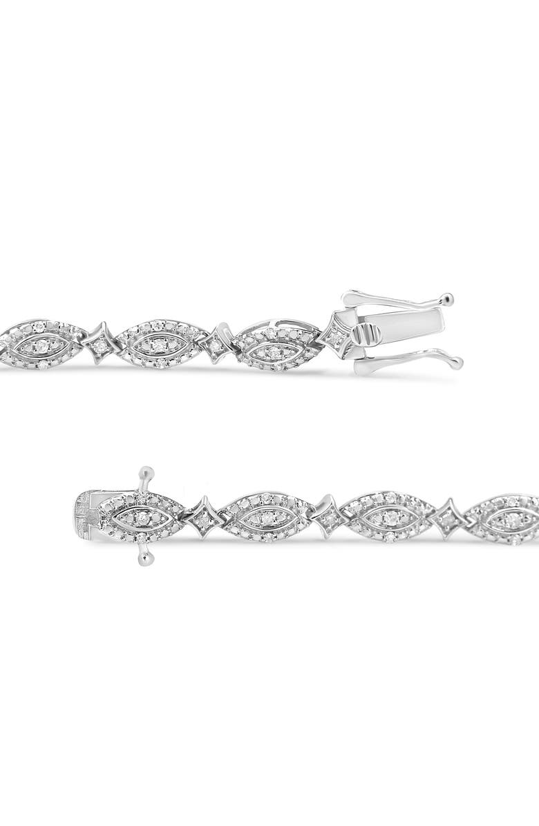 Haus of Brilliance Silver 1/2 Cttw Diamond Marquise and Starburst Shaped Link Bracelet, Alternate, color, White