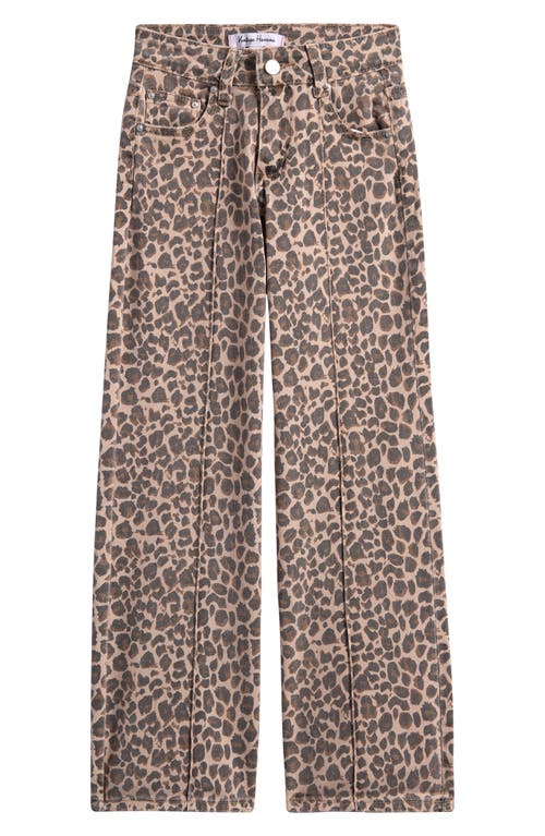 Vintage Havana Kids' Leopard Print Straight Leg Jeans In Brown