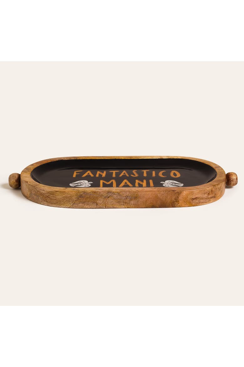 Lakri Oval Mango Wood Tray Curated Decor, Alternate, color, Black