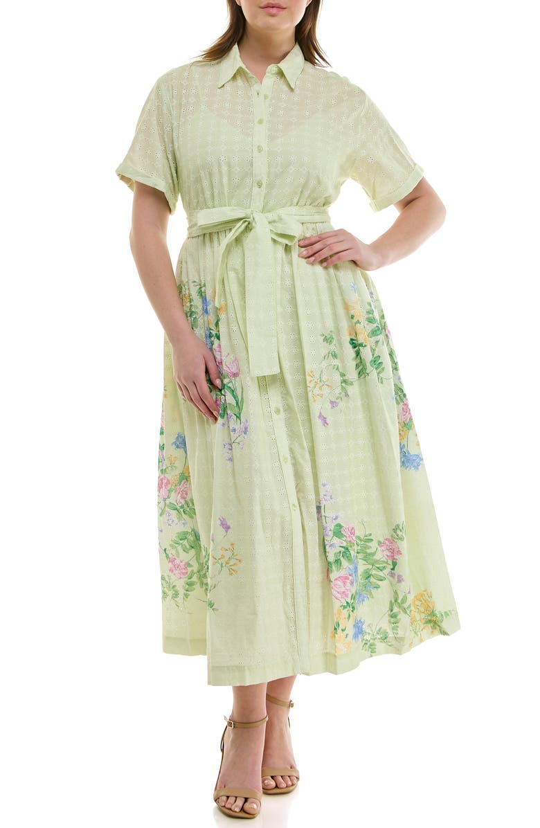 Taylor Dresses Floral Eyelet Shirtdress, Main, color,