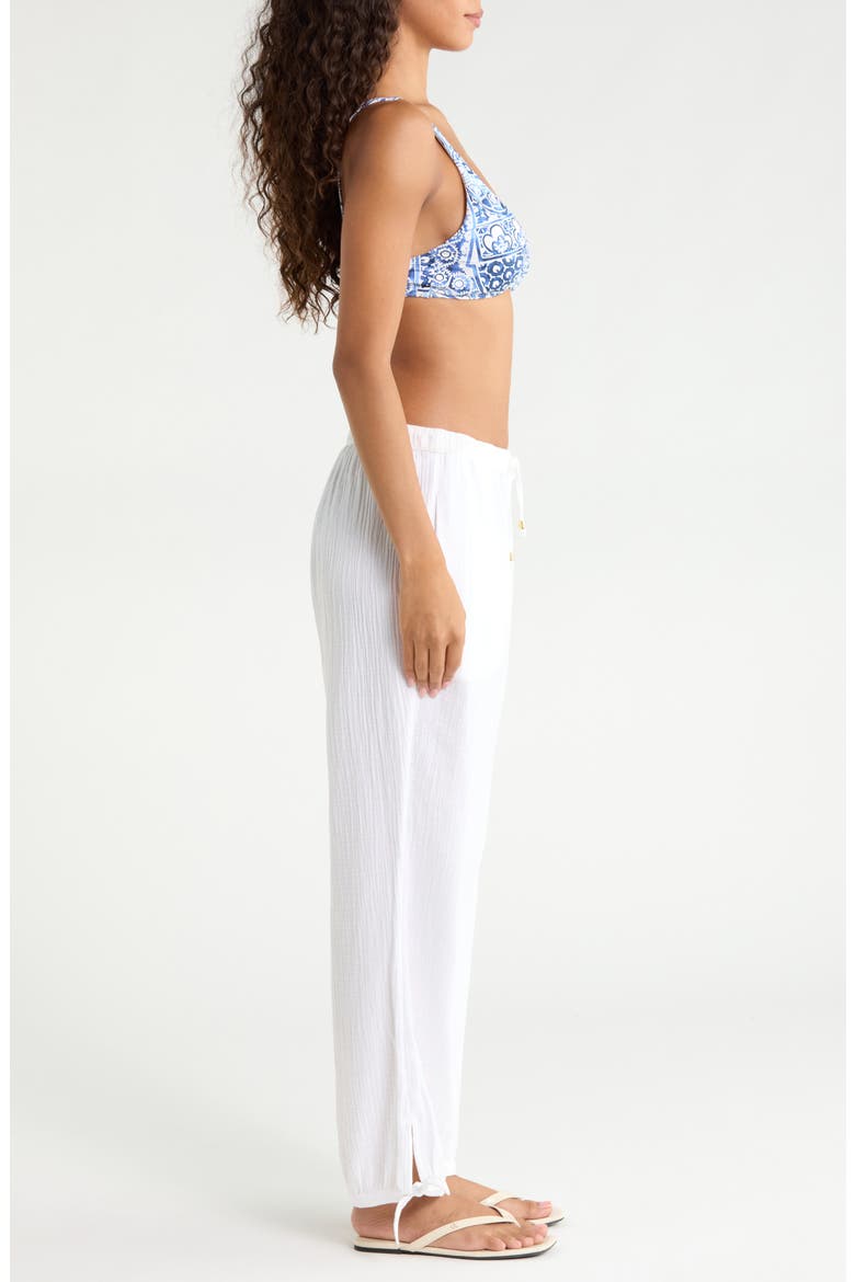 Ankle Tie Double Gauze Cover-Up Pants, Alternate, color, WHITE