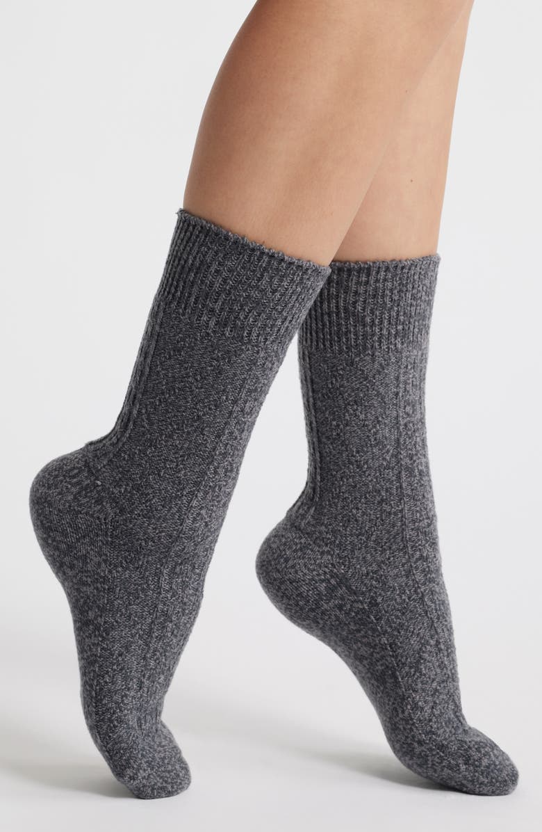 Nordstrom Cable Crew Socks, Main, color, Charcoal Heather