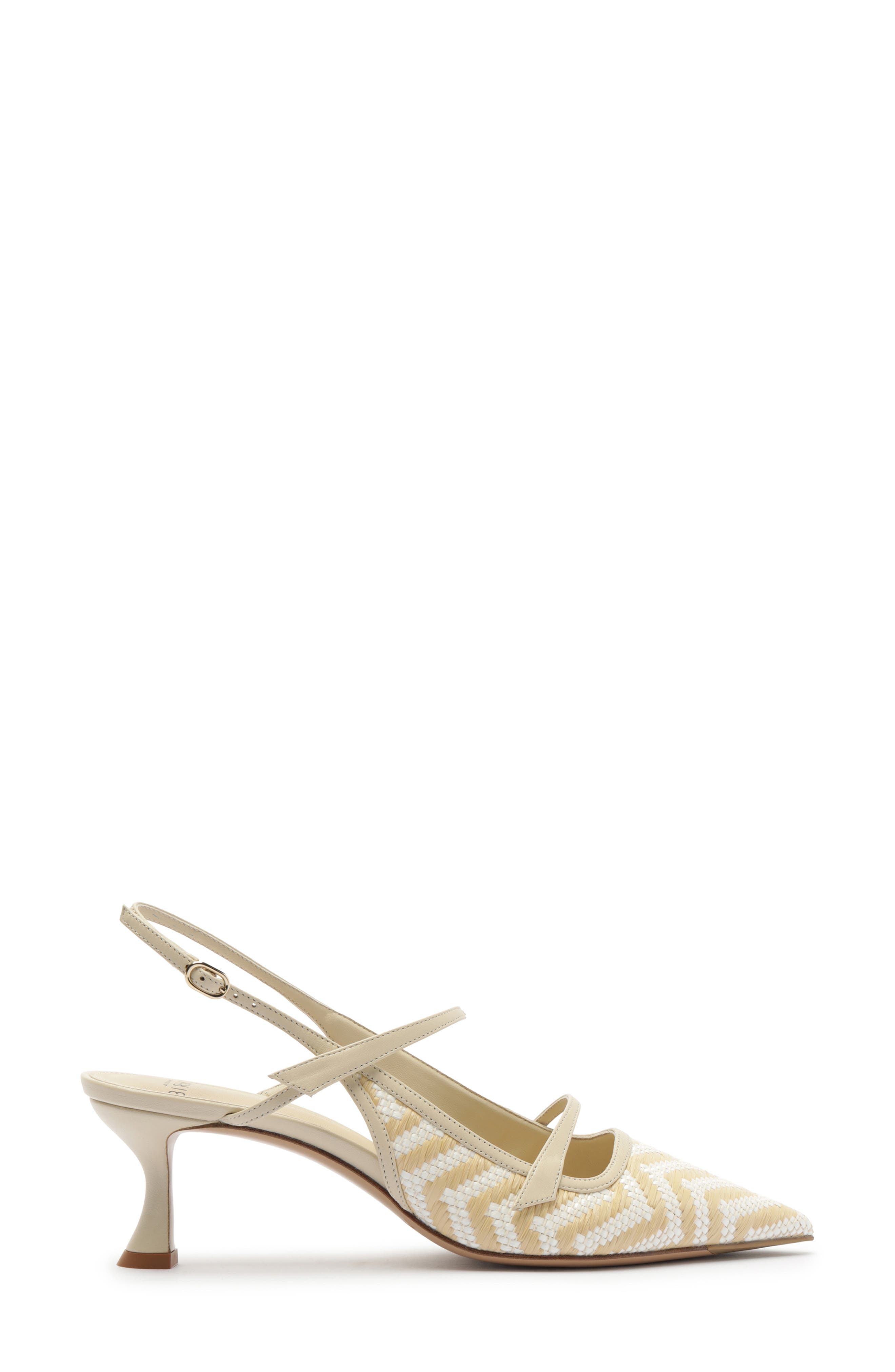 Alexandre Birman Tita Raffia Pointed Toe Slingback Pump, Alternate, color, Eggshell