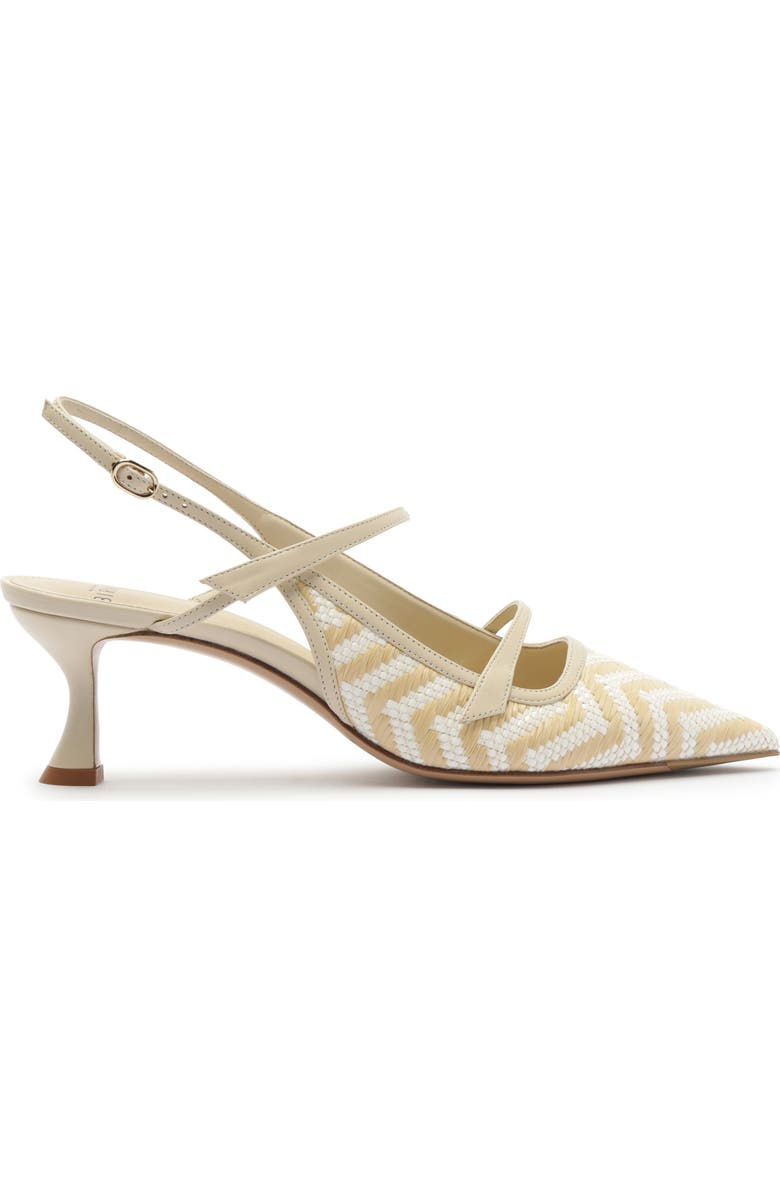 Alexandre Birman Tita Raffia Pointed Toe Slingback Pump, Alternate, color, Eggshell