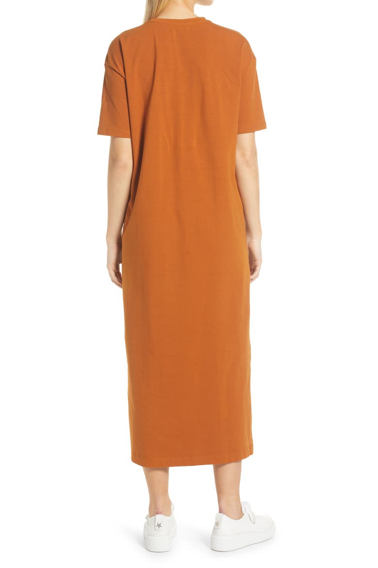 T-Shirt Maxi Dress, Alternate, color, RUST GINGER