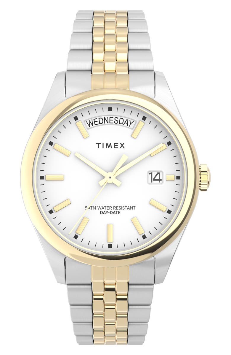 Timex<sup>®</sup> Legacy Day & Date Bracelet Watch, 36mm, Main, color,