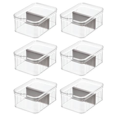 Small Fridge Bin with Removable Divider - Set of 6 - Clear/Gray