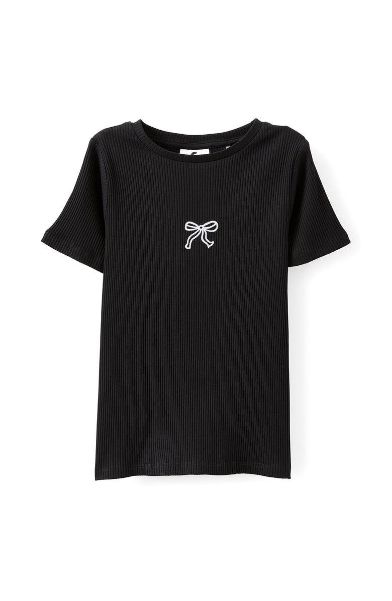 Cotton On Kids Kid's Fitted Ss Essential Tee, Main, color, Black Bow