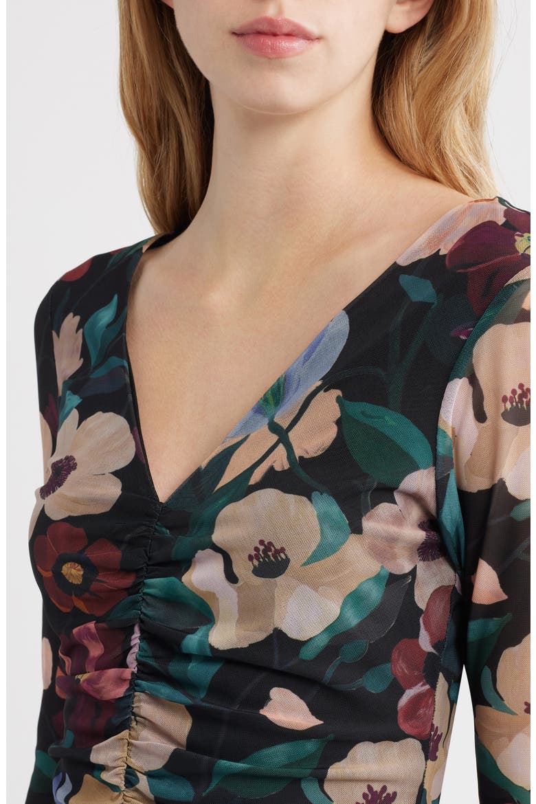 Cariad Long Sleeve Mesh Top, Alternate, color, BLACK ANDALUSIA PRINT