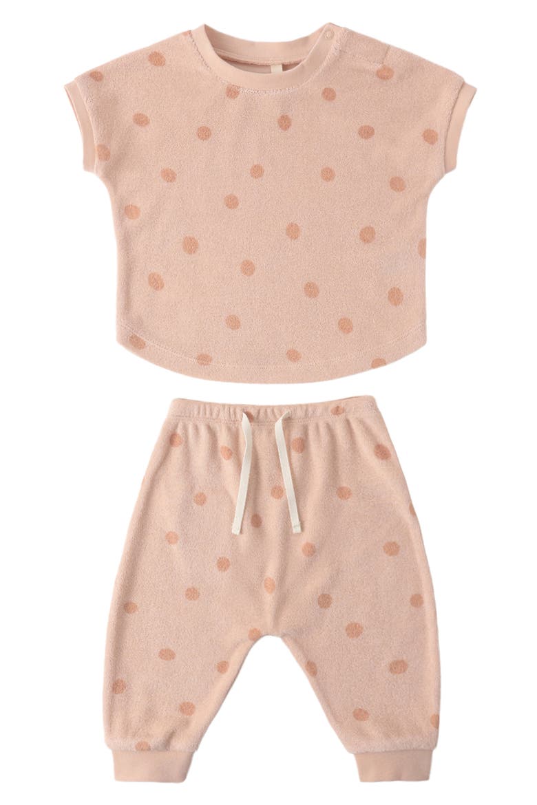 Kids' Polka Dot Terry T-Shirt & Pants Set, Alternate, color, MELON