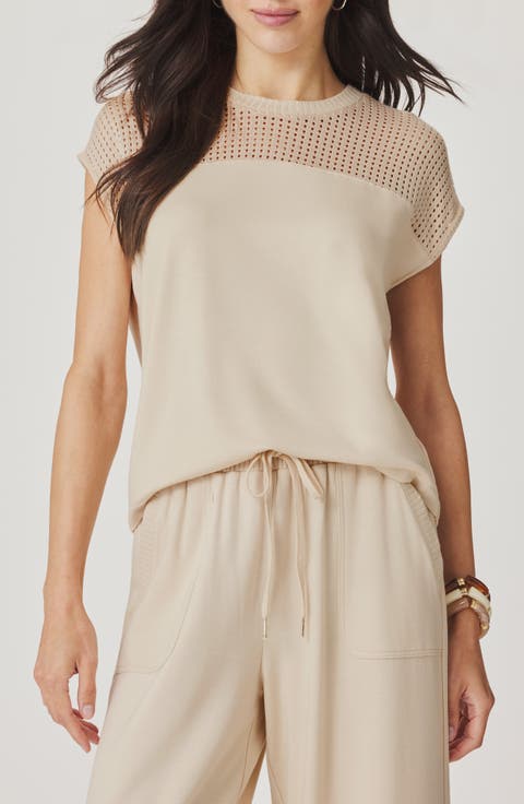 Jada Pointelle Cap Sleeve T-Shirt