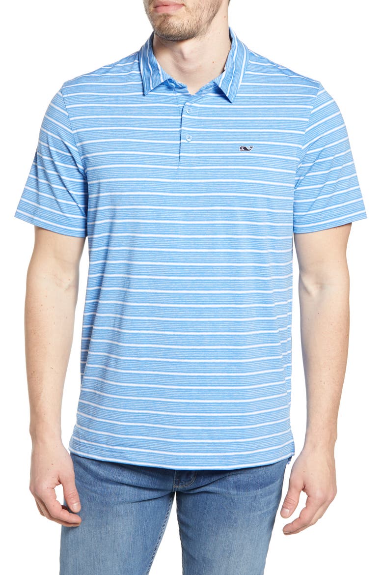 Lakeworth Stripe Sankaty Performance Polo, Main, color, CORNFLOWER