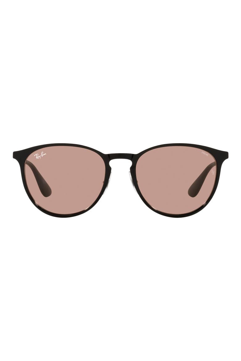 Erika 54mm Round Sunglasses, Main, color, SOLID BLACK