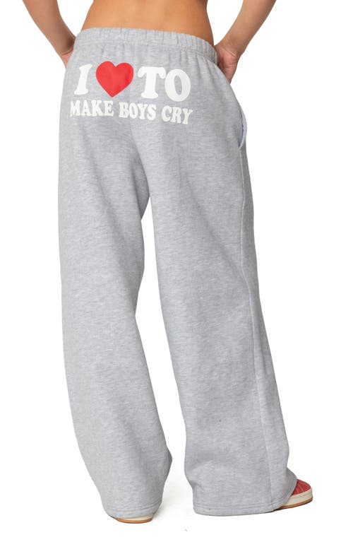 Edikted Boys Cry Wide Leg Sweatpants In Gray-melange