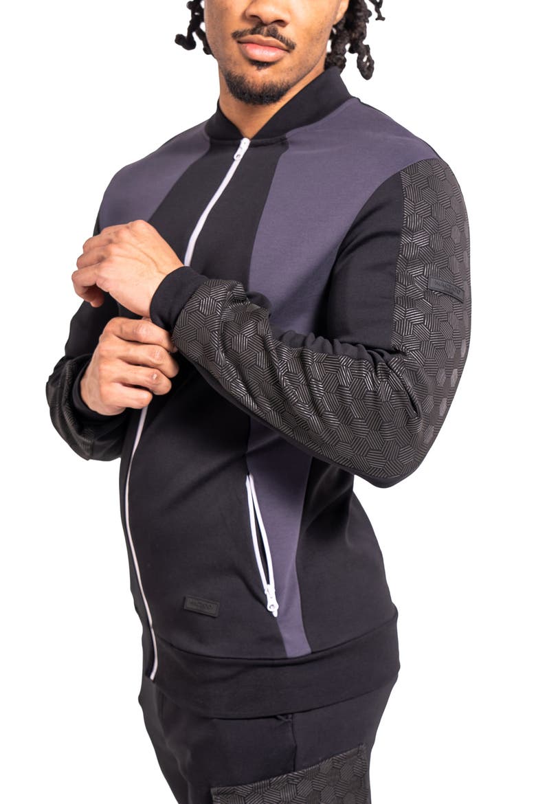 Colorblock Zip-Up Jacket, Alternate, color, GREY