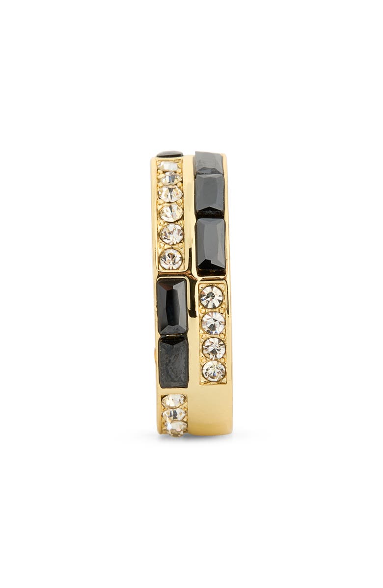 Covet Art Deco Crystal Band Ring, Alternate, color, Clear/ Black/ Gold