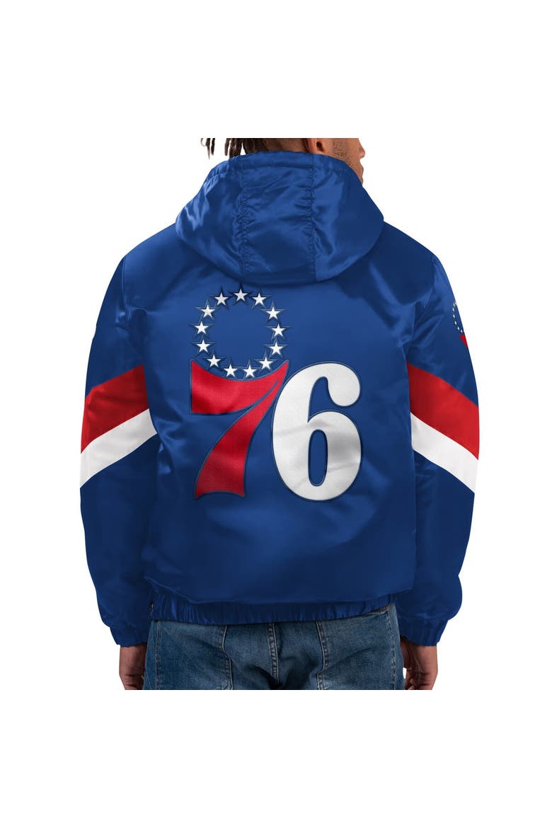 Men's Starter  Royal Philadelphia 76ers Force Play Satin Hoodie Half-Zip Jacket, Alternate, color, Royal