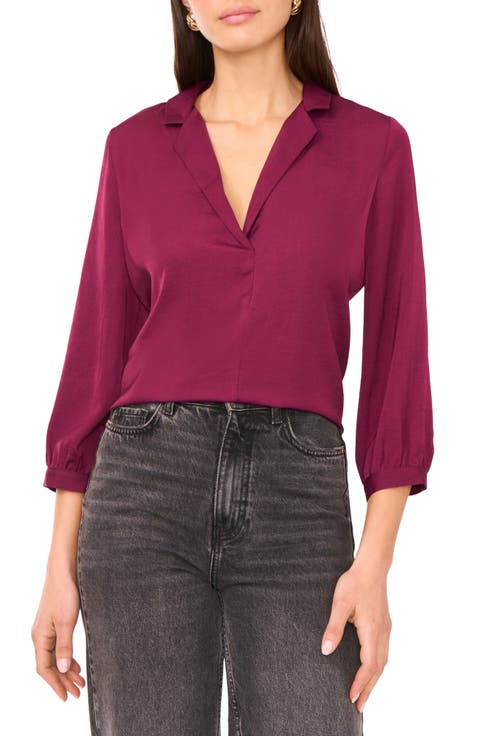ヴィンスカムート Vince Camuto Crew Neck Long Sleeve Blouse レディース シャツ トップス  Azu Vince Camuto Long Sleeve Leopard Print Button Front Blouse