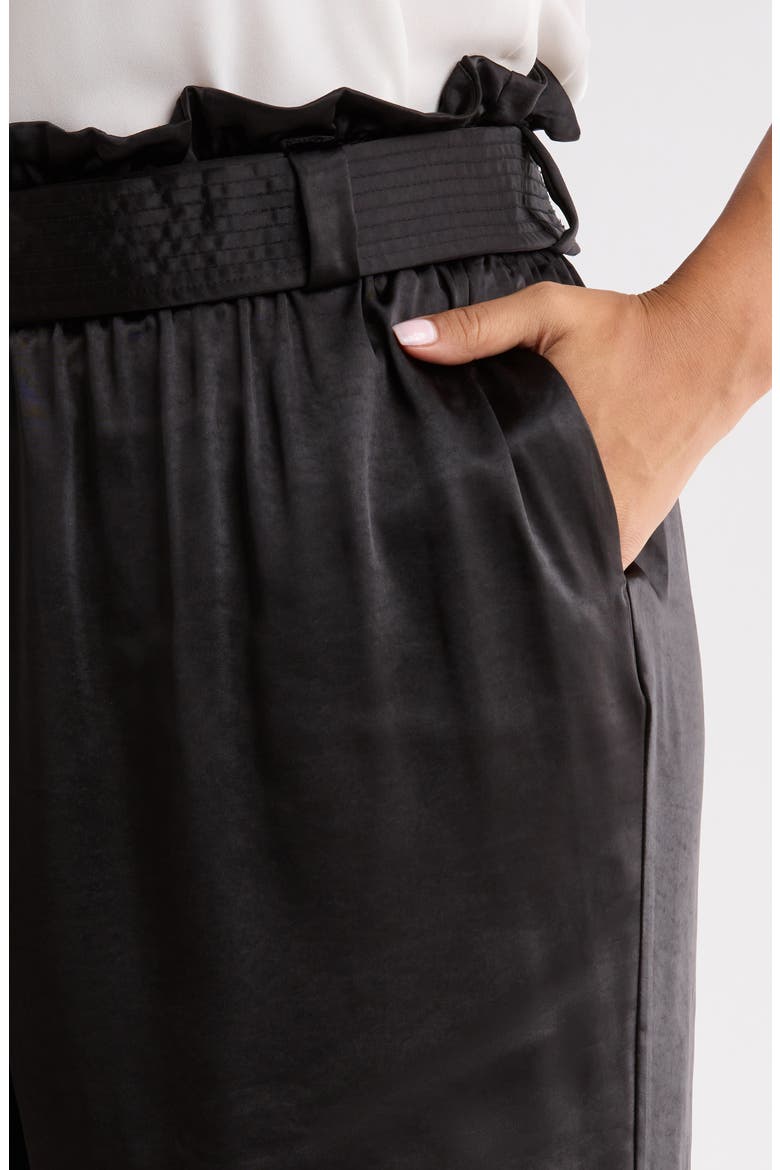 Nyssa Cole Belted High Waist Wide Leg Pants, Alternate, color, BLACK