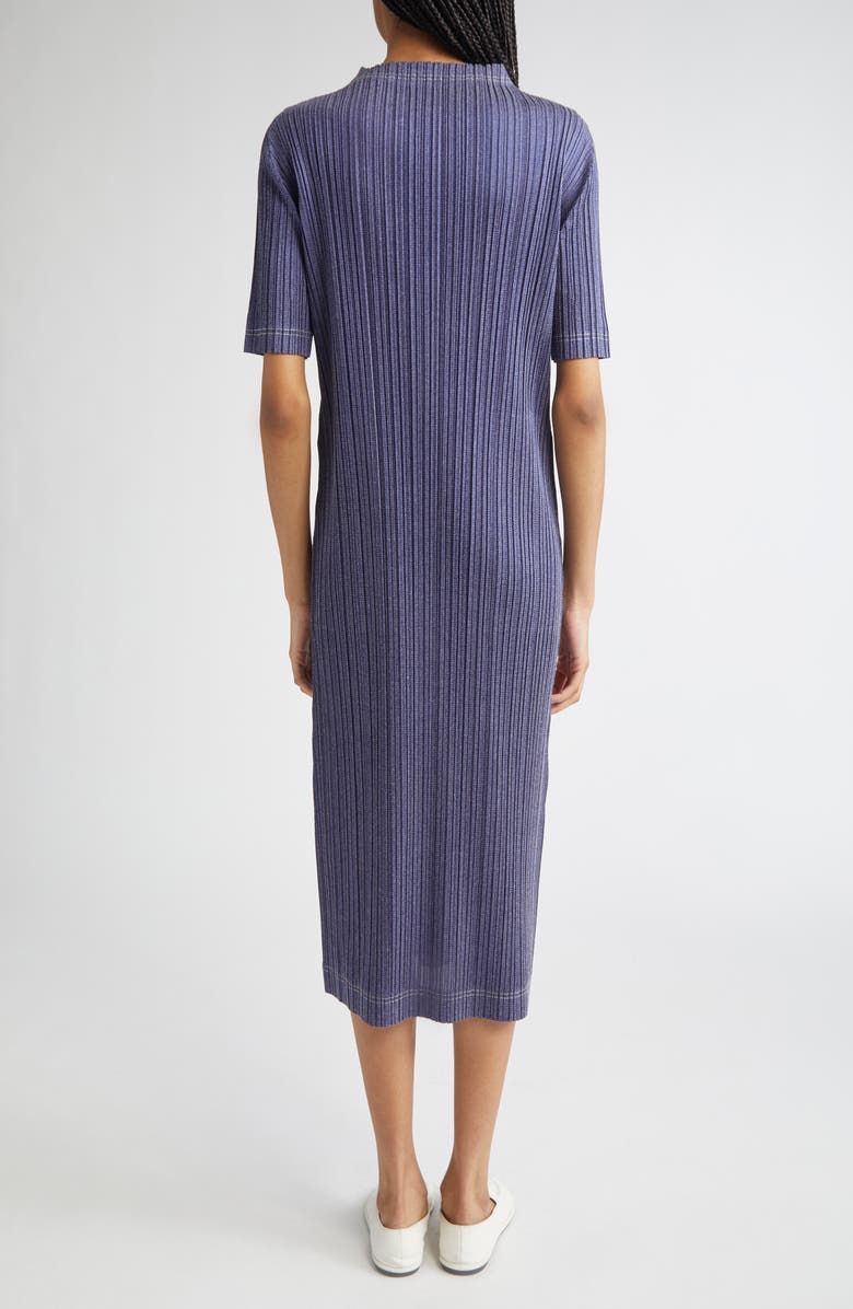 Pleats Please Issey Miyake Trompe l'Oeil Pleated Midi Dress, Alternate, color, Blue