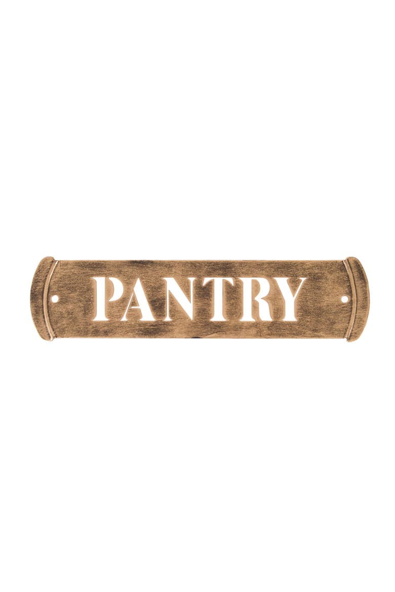 Gabby Pantry Brass Wall Sign, Main, color, Brown