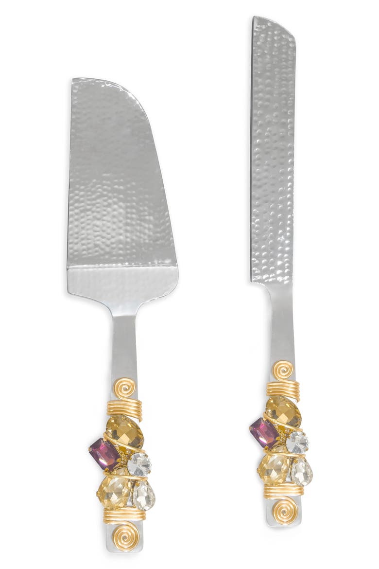Embellished 2-Piece Cake Serving Set, Main, color, GOLD