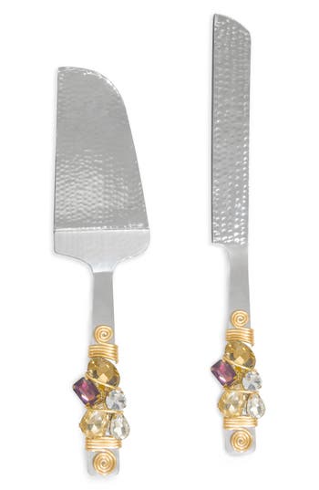 Tiramisu Embellished 2-piece Cake Serving Set In Gold