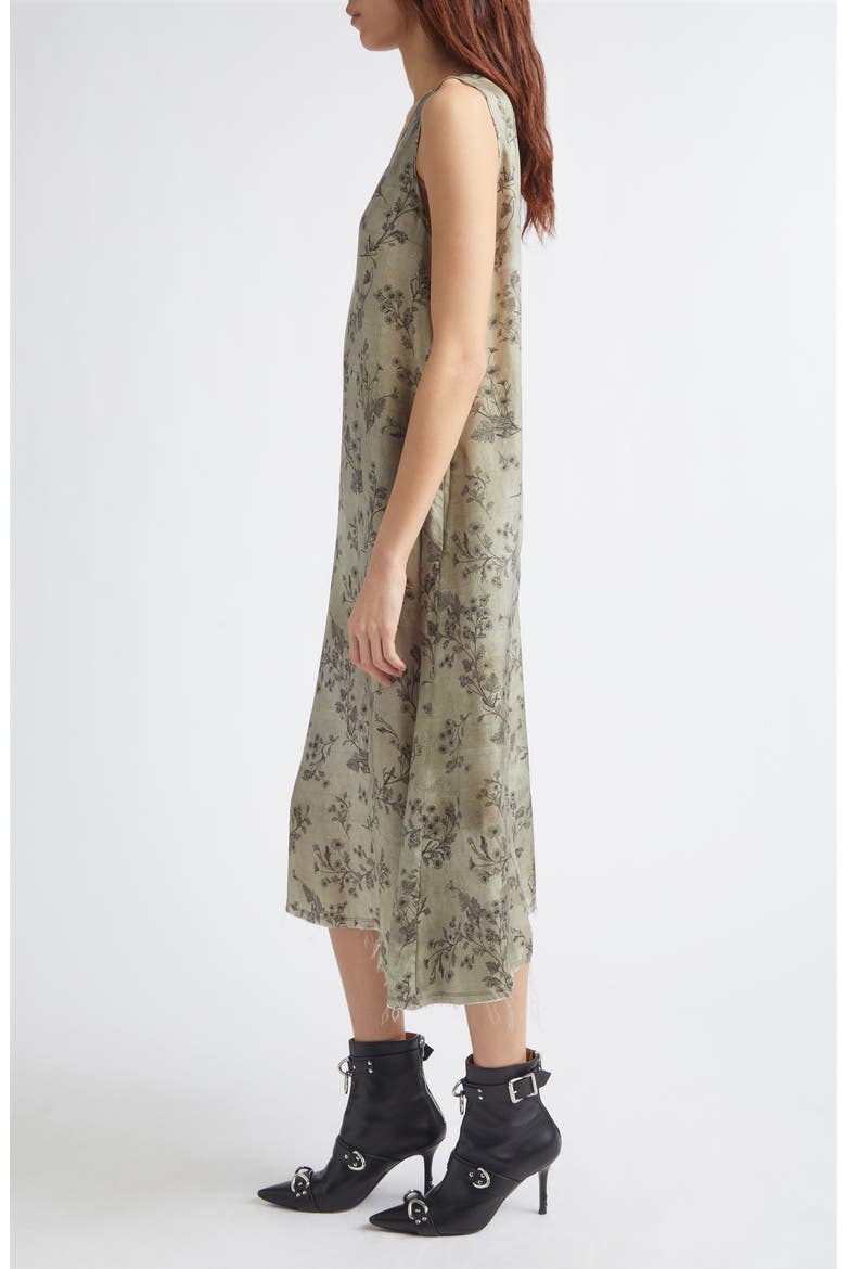 Sleeveless Floral Midi Dress, Alternate, color, GREEN FLORAL