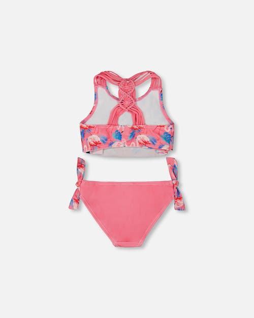 Deux Par Deux Little Girl's Printed Two-piece Swimsuit Candy Pink And Pink Flamingo In Candy Pink And Pink Flamingo