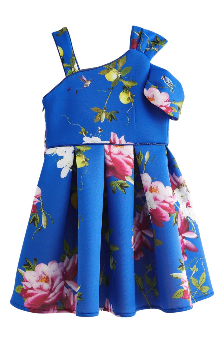Baker by Ted Baker Kids' Floral Shoulder Bow Scuba Crepe Dress, Alternate, color,