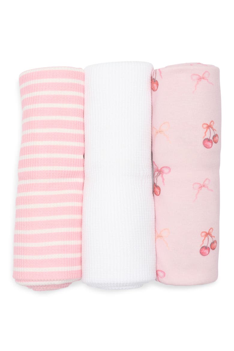 3-Pack Assorted Cherry Bow Blankets, Main, color, PRECIOUS PINK
