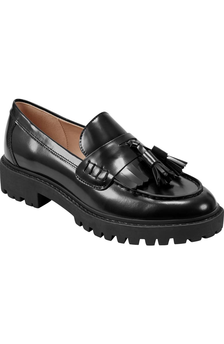 Marc Fisher LTD Ozzie Kiltie Lug Loafer, Main, color, Black