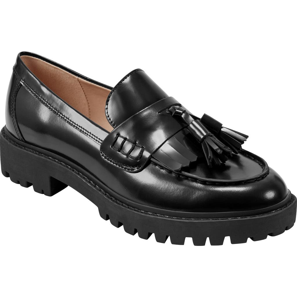 Marc Fisher Ltd Ozzie Kiltie Lug Loafer In Black